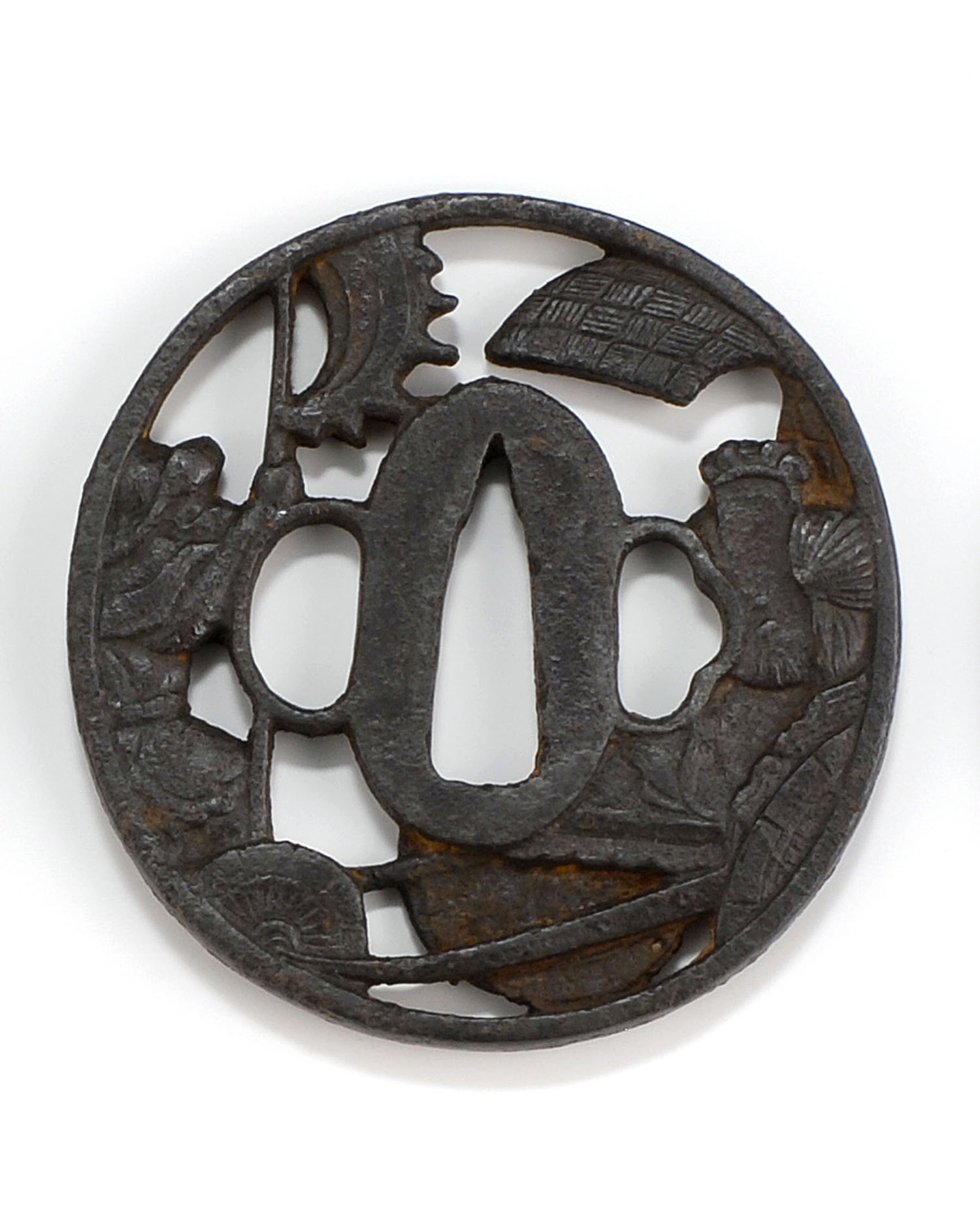 Appraisal: IRON SHIN NO MARU-GATA TSUBA th th CenturyWith openwork design