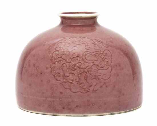 Appraisal: A Peach Blossom Water Pot of domed form with a