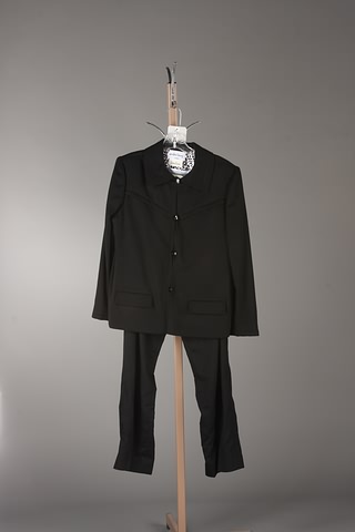 Appraisal: Andr Laug black cashmere slacks suit Approx size - Good