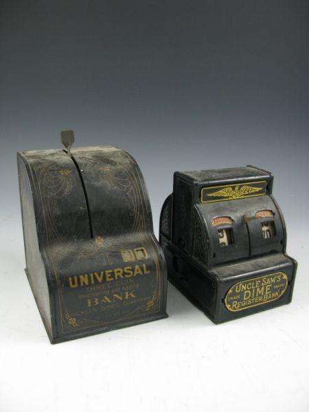 Appraisal: Two Tin Cash Register Banks early th c Universal and