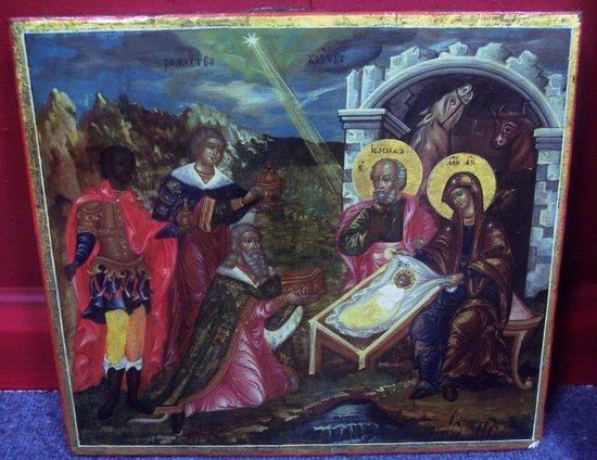 Appraisal: Greek icon th CenturyAdoration of the Magioil on panel cm