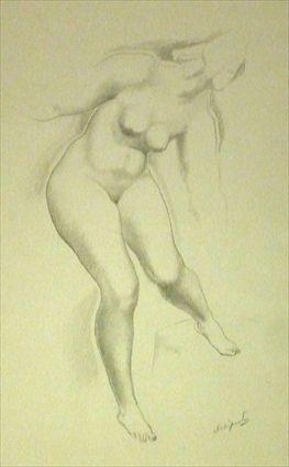 Appraisal: ALEXANDER ARCHIPENKO - ETUDE DE NU ASSIS Pencil on paper