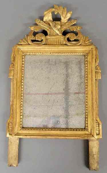 Appraisal: Early Continental gilded mirror with a carved crest probably th