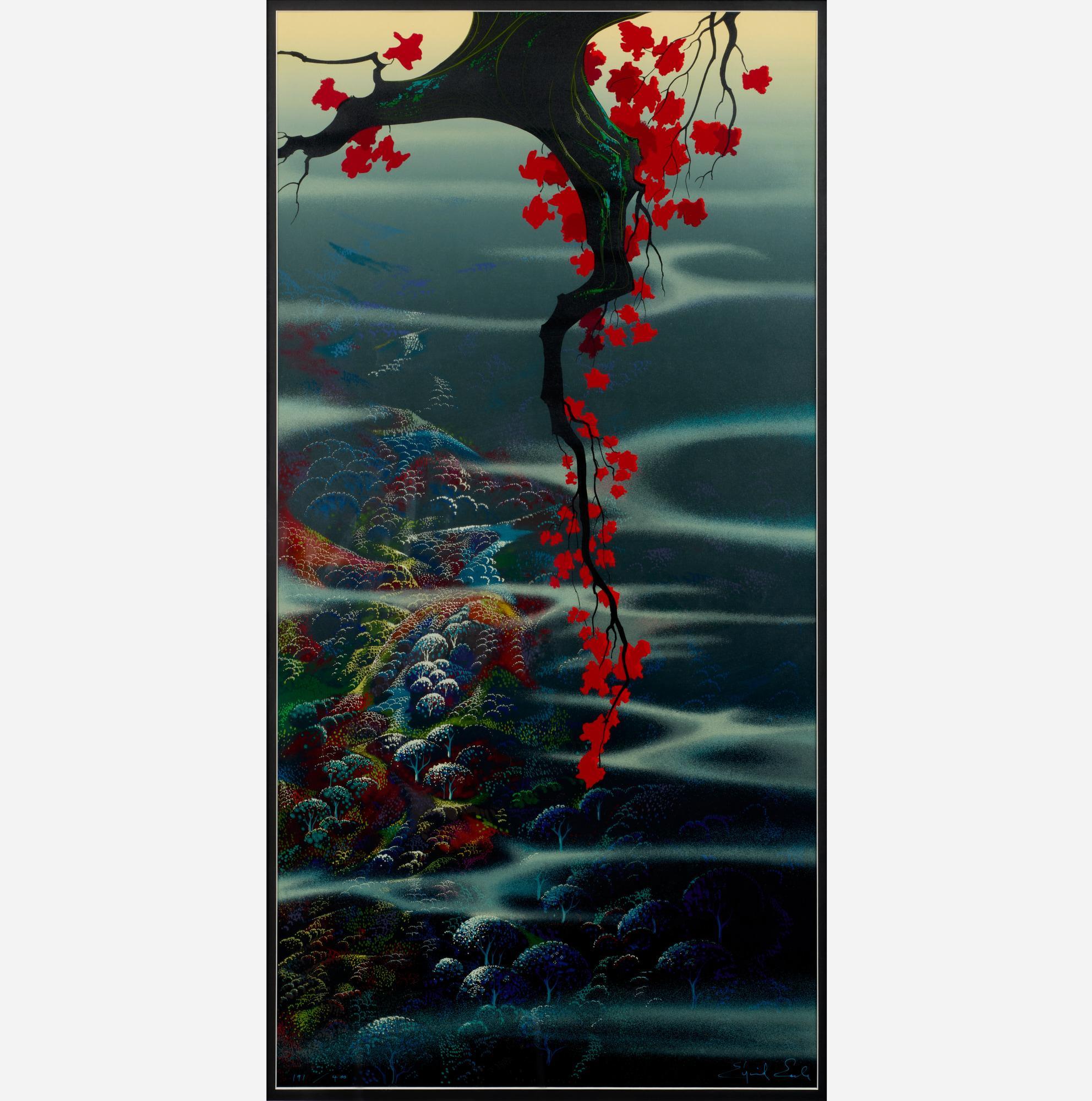 Appraisal: EYVIND EARLE RED LEAVES SERIGRAPH Eyvind Earle American - Red