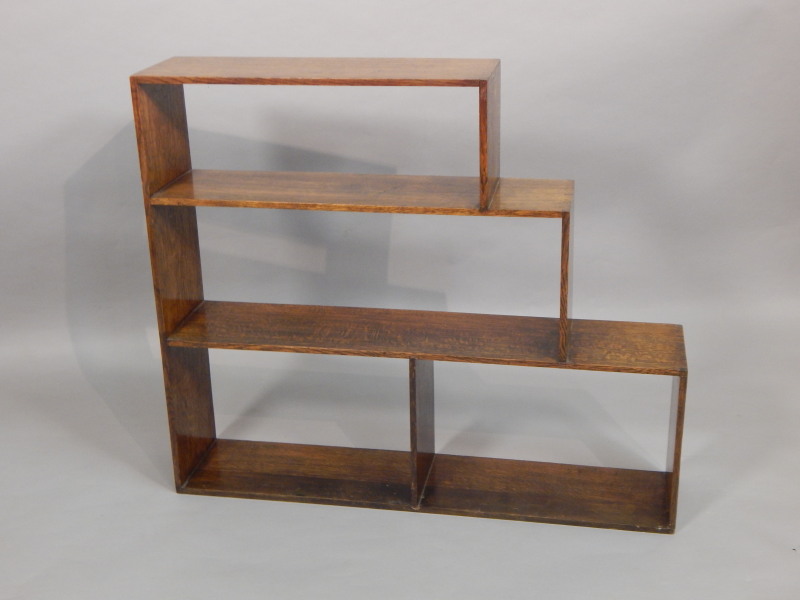 Appraisal: An Art Deco style oak stepped bookcase cm wide