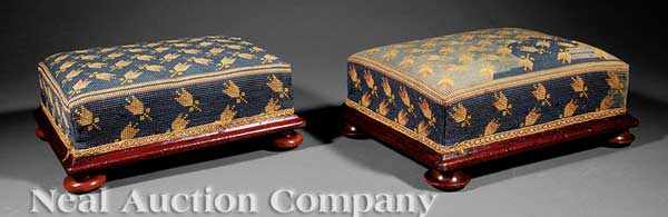 Appraisal: A Pair of English or American Carved Mahogany Footstools mid-to-late