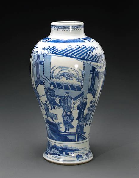 Appraisal: A blue and white porcelain baluster vase Kangxi Period Painted