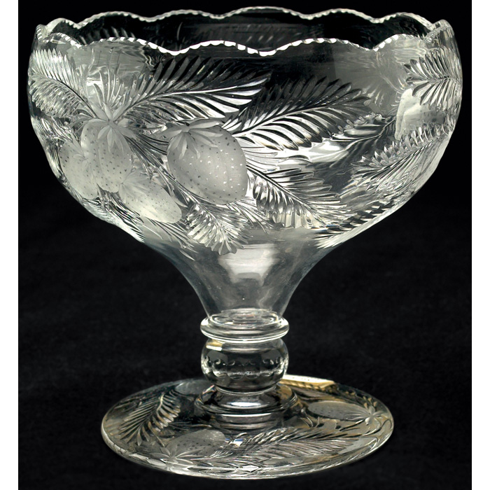 Appraisal: Nice Hawkes compote cut glass form with strawberries and leaves