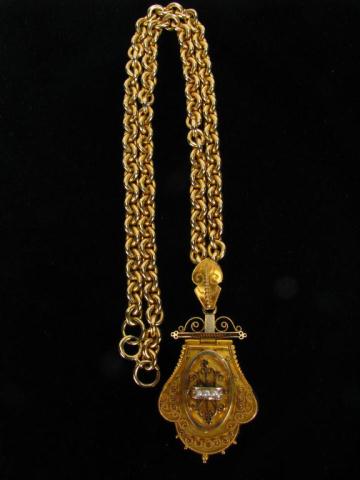 Appraisal: Antique gold pendant with hair locket with new gold vermeil