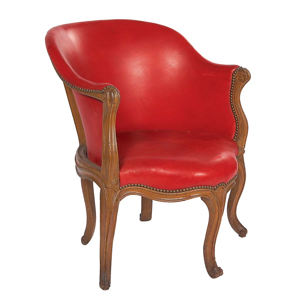 Appraisal: Louis XV Beechwood Fauteuil de Bureau Mid th century The