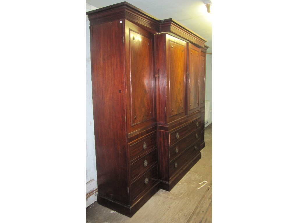 Appraisal: A Victorian mahogany linen press the two door linen press