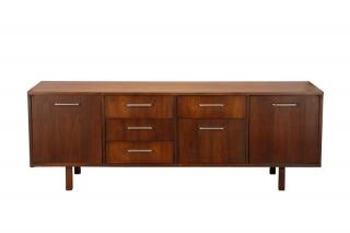 Appraisal: Jens Risom Walnut Chrome Locking Credenza Jens Risom American born