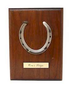 Appraisal: Cox's Ridge Racing Horseshoe on Walnut Plaque Cox's Ridge Racing