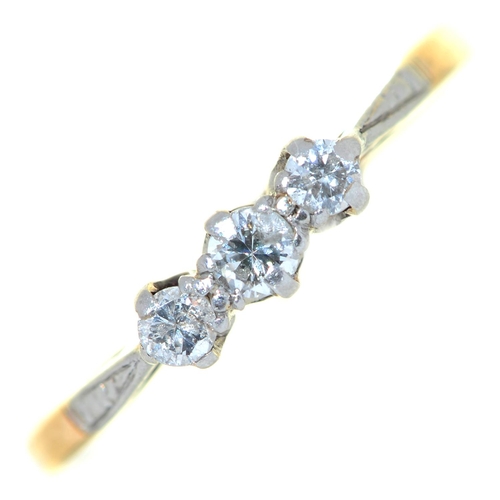 Appraisal: A three stone diamond ring gold hoop marked PLAT g