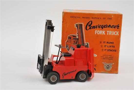 Appraisal: VICTORY INDUSTRIES CONVEYANCER FORK LIFT TRUCK CIRCA RED OXIDISED WHEELS