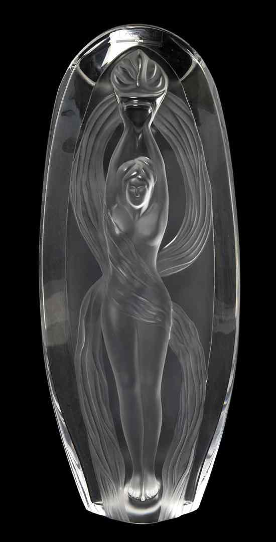 Appraisal: A Lalique Molded and Frosted Glass Vase Marie-Claude Eroica of