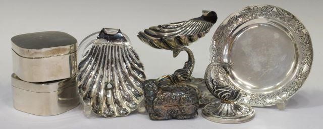 Appraisal: lot of Silver tableware and accessories including small rabbit-form box