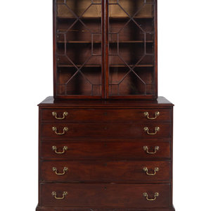 Appraisal: A George III Mahogany Secretary Bookcase th Century Height overall