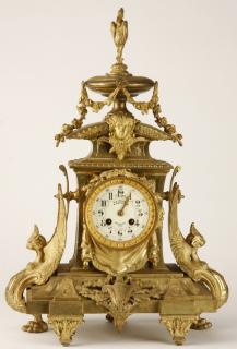 Appraisal: th c French dore' bronze clock th century French Renaissance