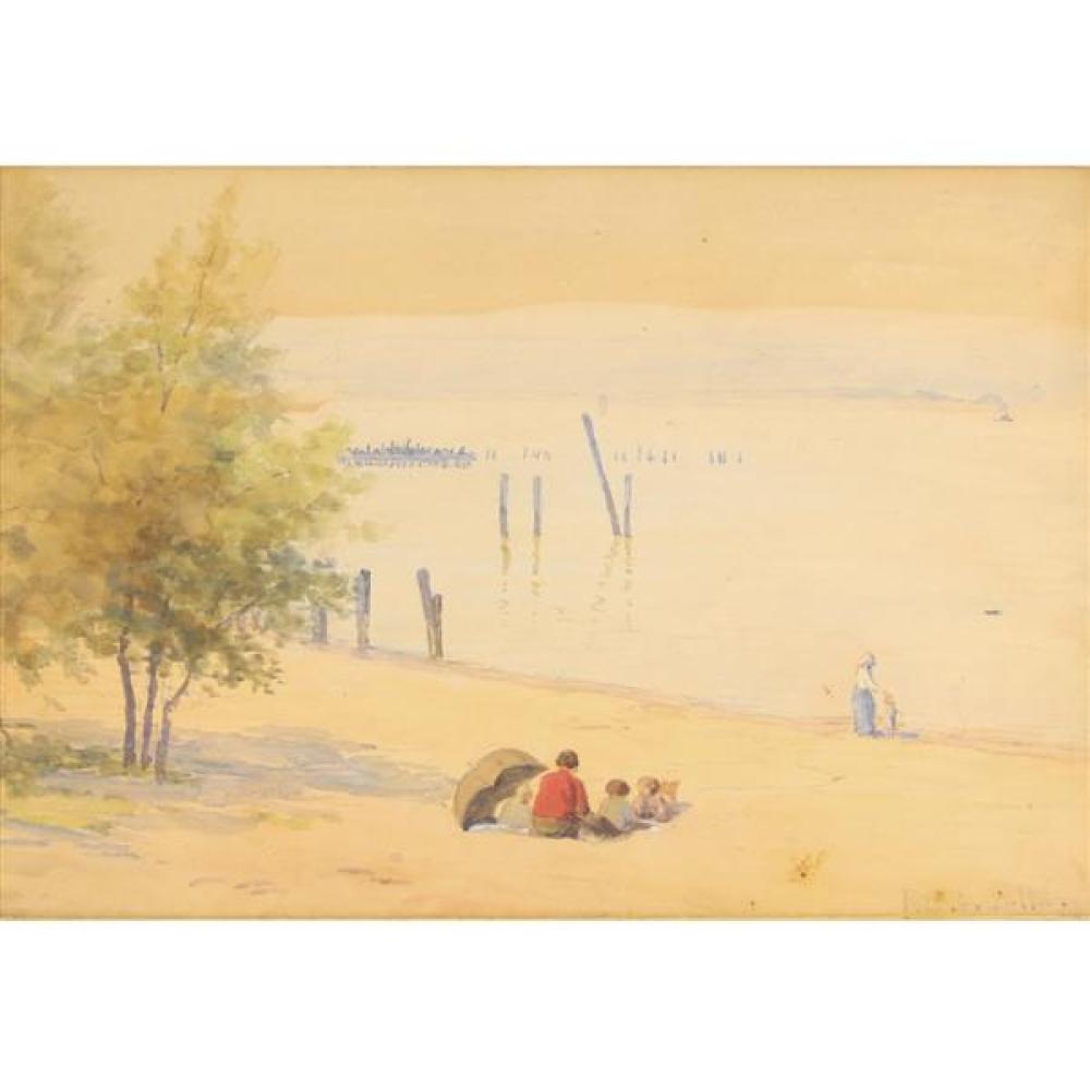 Appraisal: RICHARD BUCKNER GRUELLE AMERICAN - UNTITLED BEACH SCENE WITH UMBRELLA