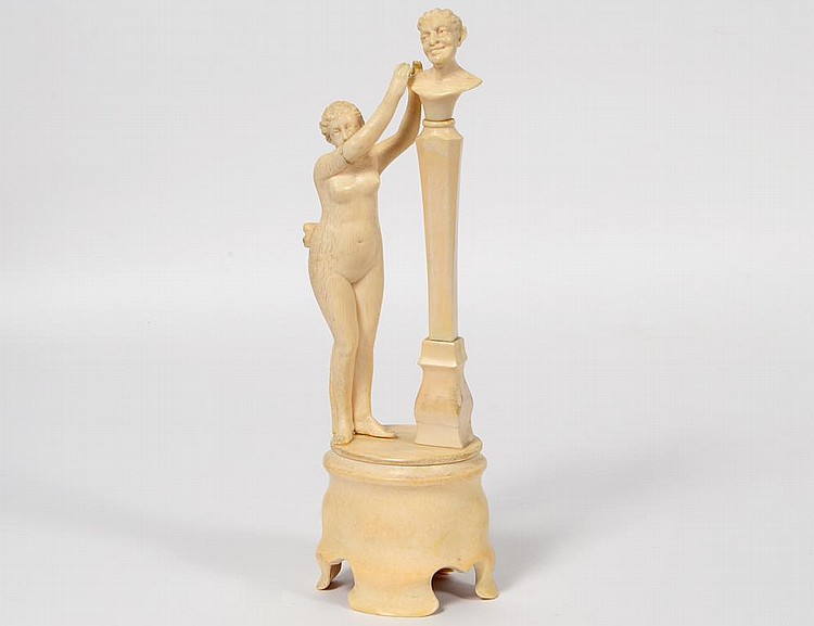 Appraisal: CONTINENTAL CARVED IVORY FEMALE NUDEThird Quarter of the th Century