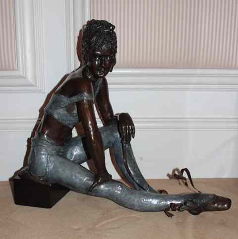 Appraisal: BENSON LANDES 'REPOSE' BRONZE on a black rectangular hardstone base