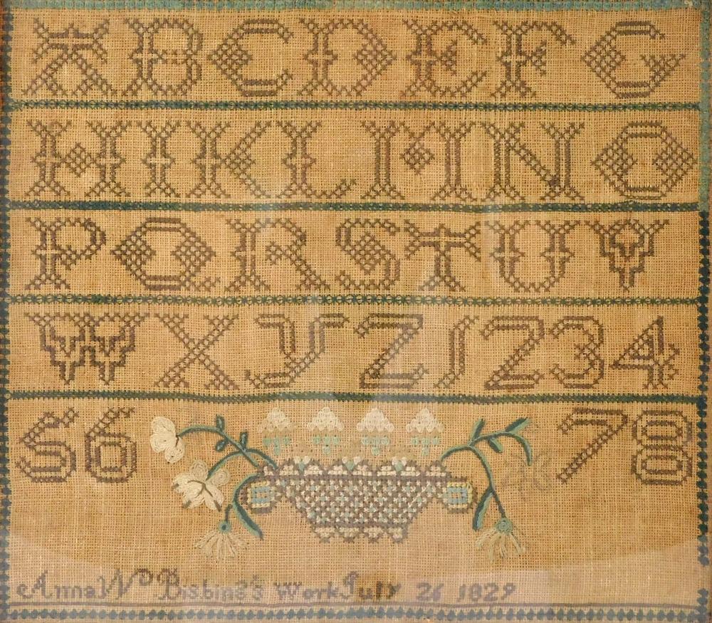 Appraisal: Early th C sampler by Anna W Bisbing dated cross-stitched