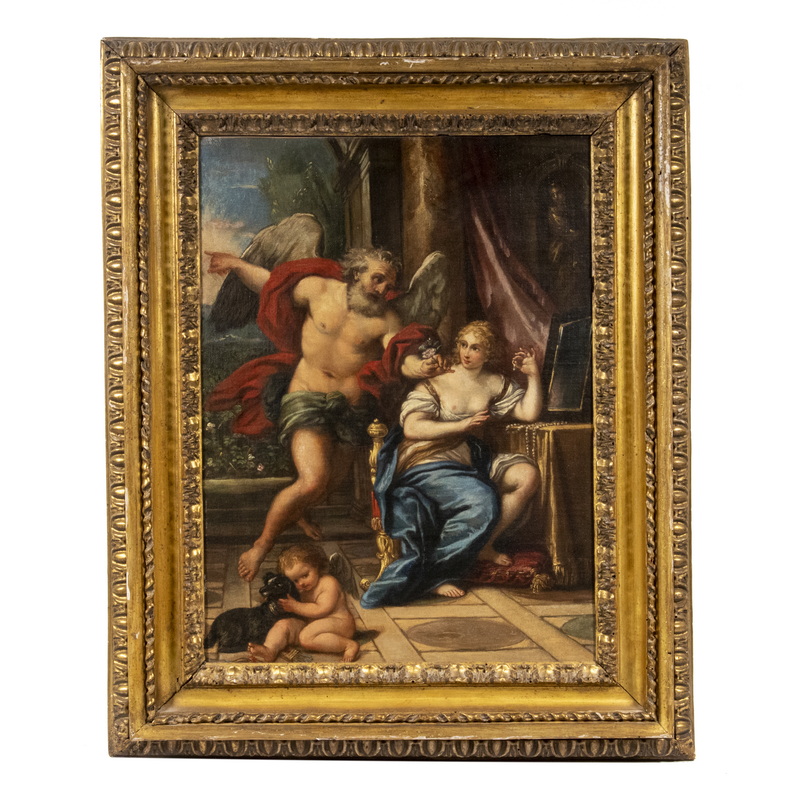 Appraisal: ANONYMOUS ITALIAN LATE BAROQUE Vanitas oil on linen depicting a