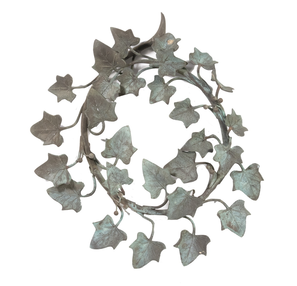 Appraisal: BRONZE IVY LEAF WALL HANGING Vine Form Wall Decor in