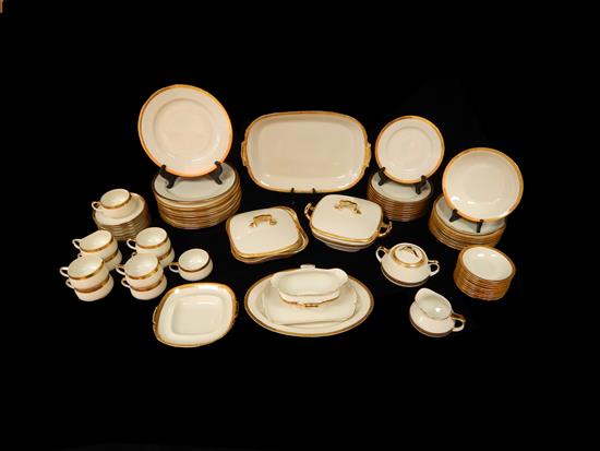 Appraisal: Bavarian ceramic dinner set with gold leaf trim pieces marked