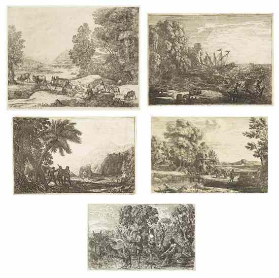 Appraisal: Claude Lorrain French - A group of five works etchings