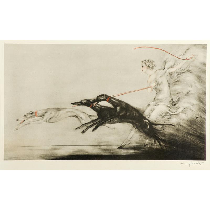 Appraisal: LOUIS ICART French - Etching on paper Speed ca framed