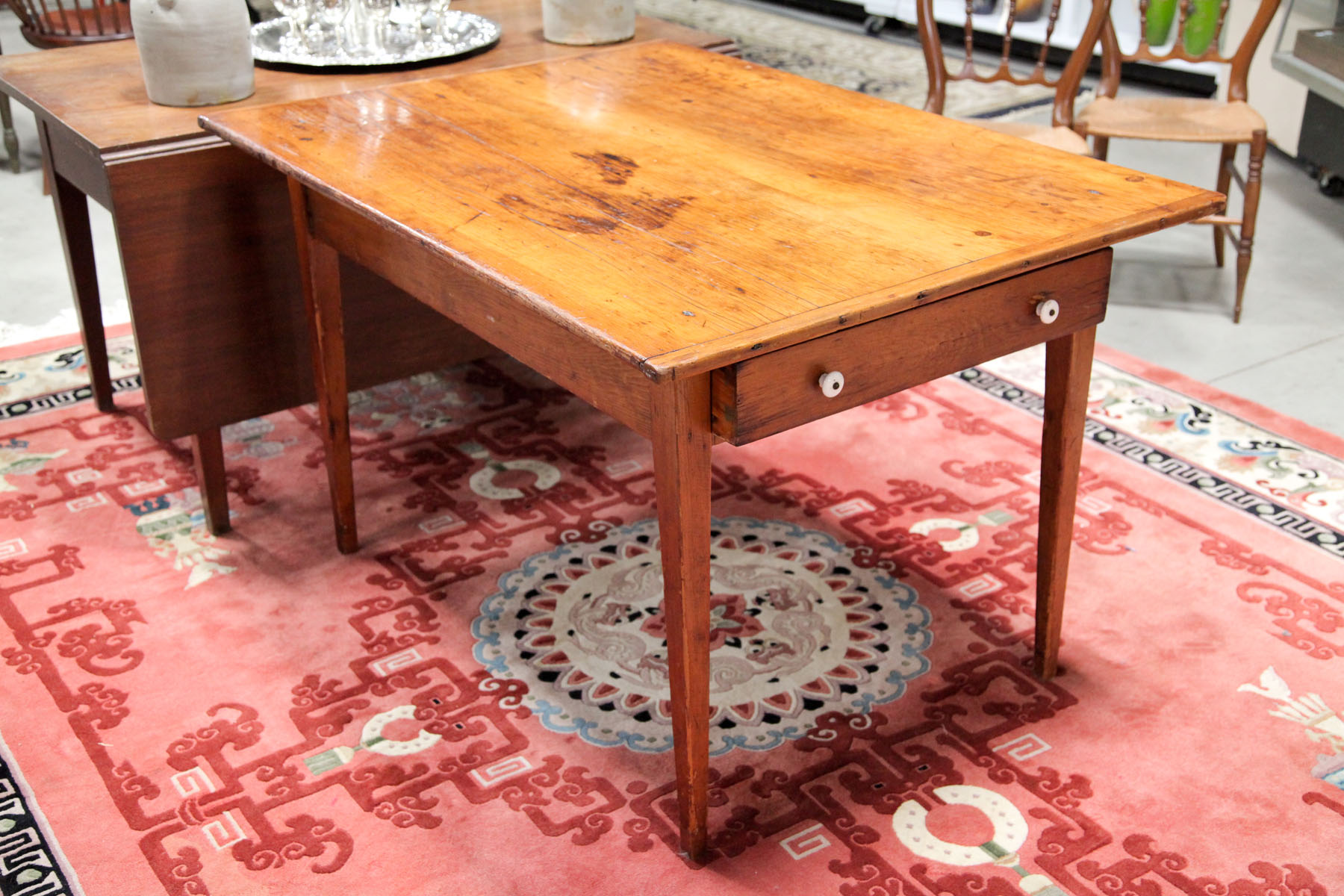 Appraisal: WORK TABLE American mid to late th century Pine having