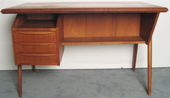 Appraisal: Tibergaard Danish Teak Desk Open compartment with three drawers on