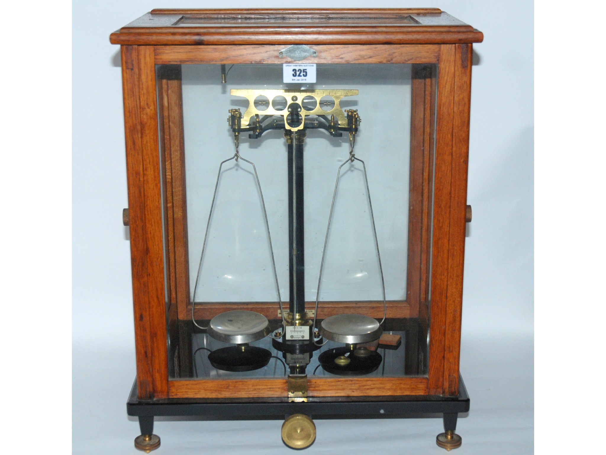 Appraisal: A glassed cased set of laboratory scales by Satorious Werke