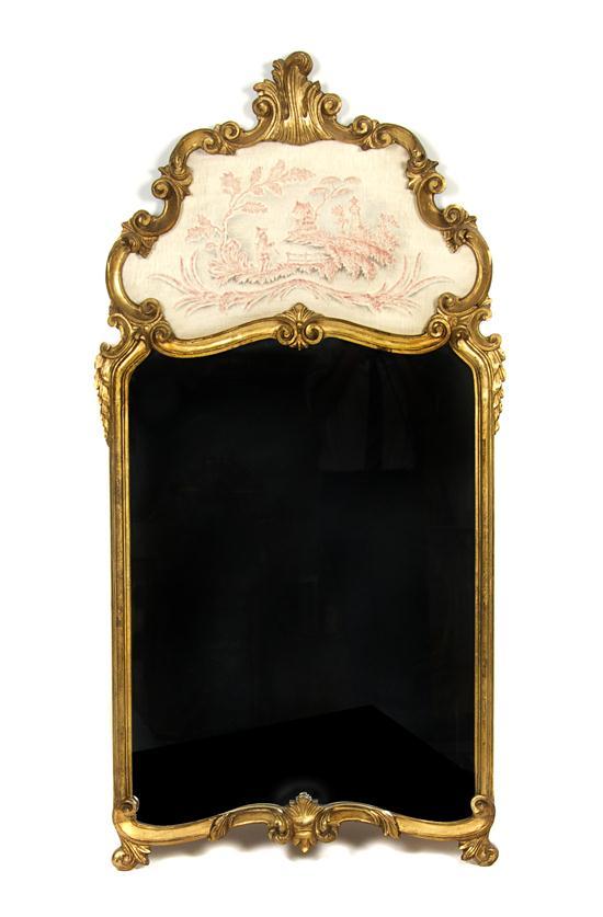 Appraisal: Chinoiserie Giltwood Mirror having a shaped plate within a scrolling