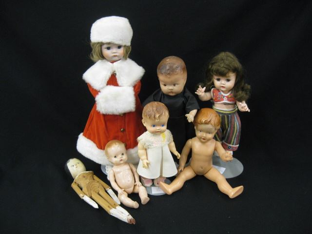 Appraisal: Collection of Dolls includes bisque head celluloid wood and hard