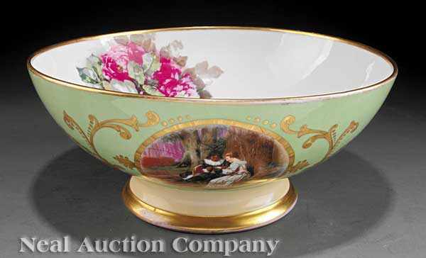 Appraisal: A Limoges Porcelain Gilt and Transfer-Decorated Punchbowl having elaborate floral