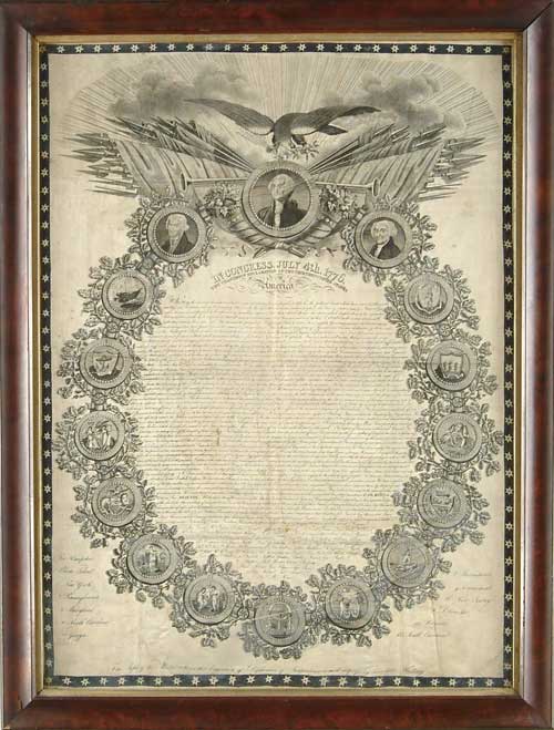 Appraisal: DECLARATION OF INDEPENDENCE ON SILK Lithograph on silk after an