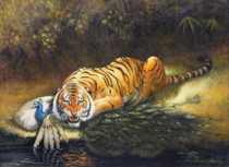 Appraisal: Geraldine Saent-Johns American Ohio th Century Tiger and Peacock Oil