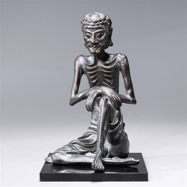 Appraisal: Chinese bronze seated figure of Lohan with base small discoloration