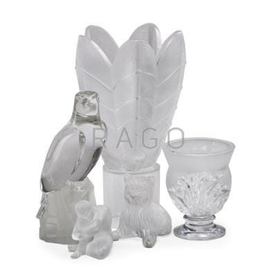 Appraisal: LALIQUE Five items late th c eagle wise man cat