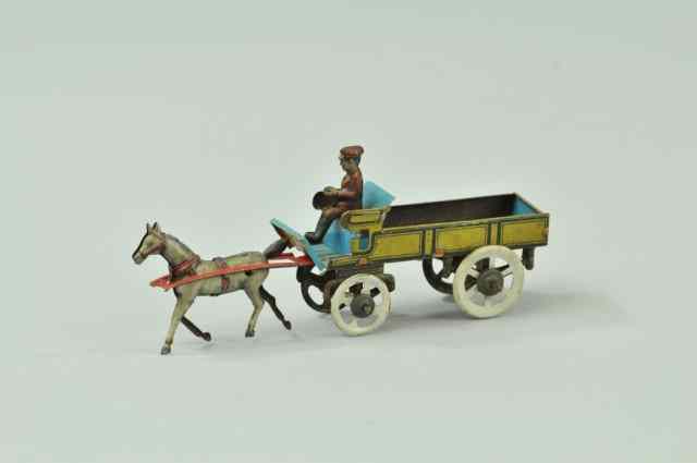 Appraisal: DRAY WAGON PENNY TOY Fischer lithographed tin open bed wagon