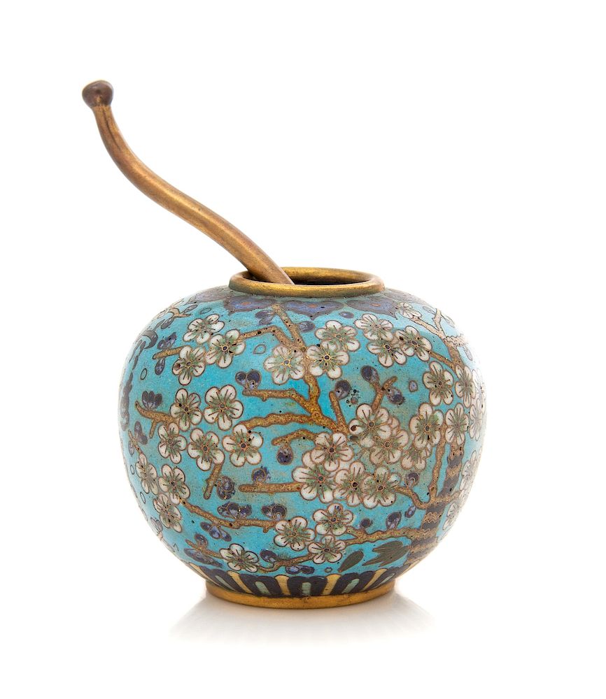 Appraisal: A Chinese Cloisonne Enamel Water Coupe with Spoon Height in