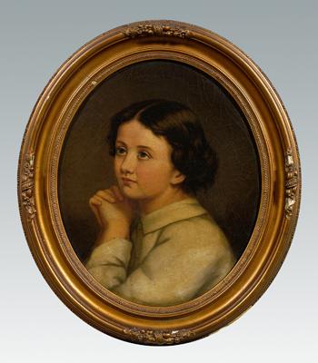 Appraisal: th century American School portrait young boy with clasped hands