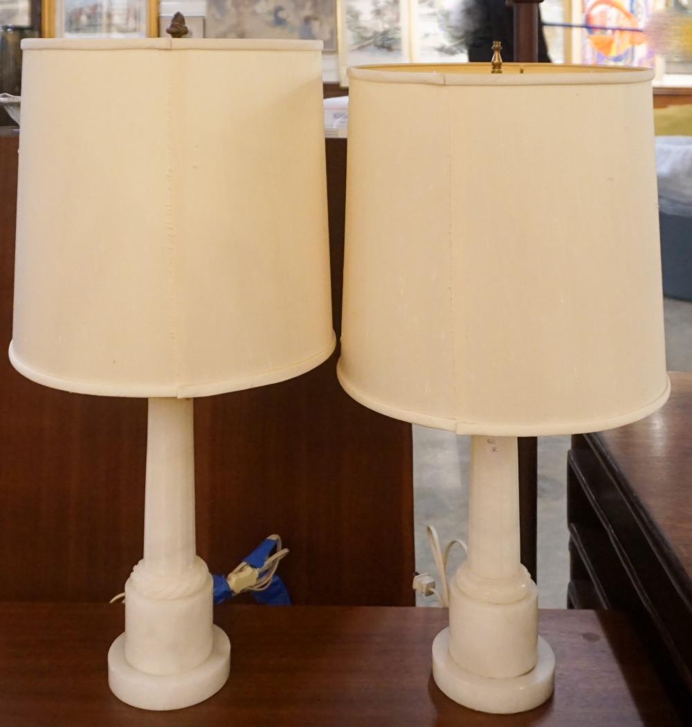 Appraisal: Pair Alabaster Column-Form Table Lamps in cm