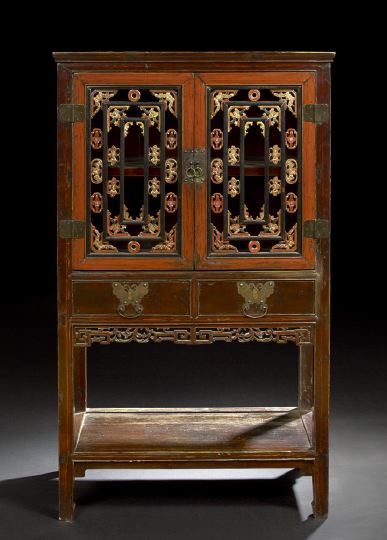 Appraisal: Chinese Carved Lacquered and Gilt Storage Cabinet late th century