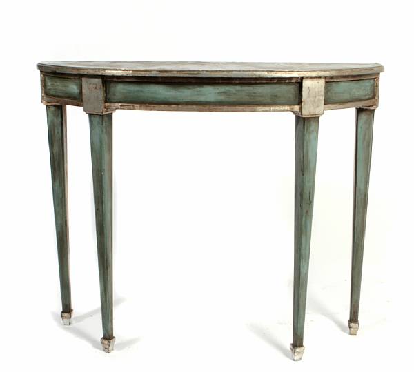 Appraisal: A Neoclassical style paint decorated console table height in width