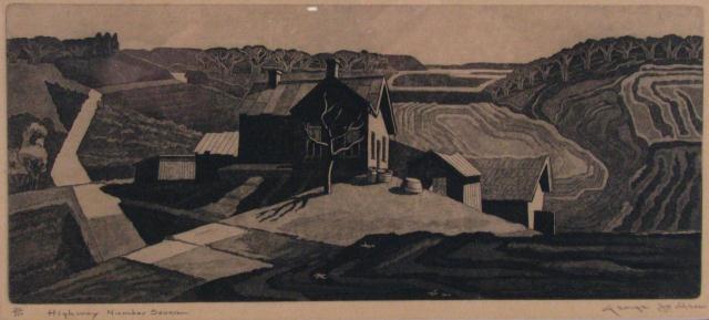 Appraisal: George Jo Mess - IN etching ''Highway Number '' image