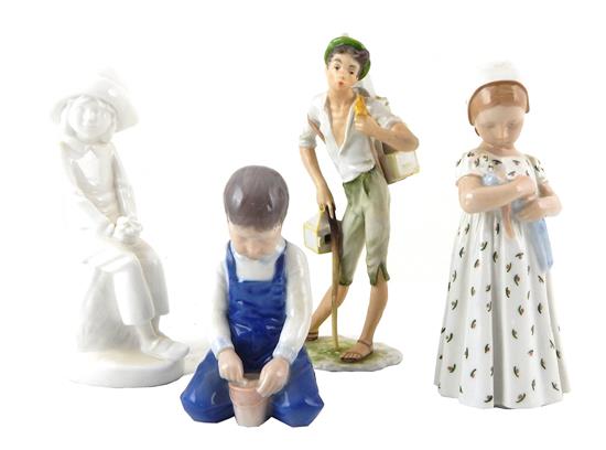 Appraisal: Four th C Danish English and German porcelain figurines Bing